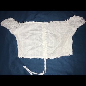 Drawstring front White crop top